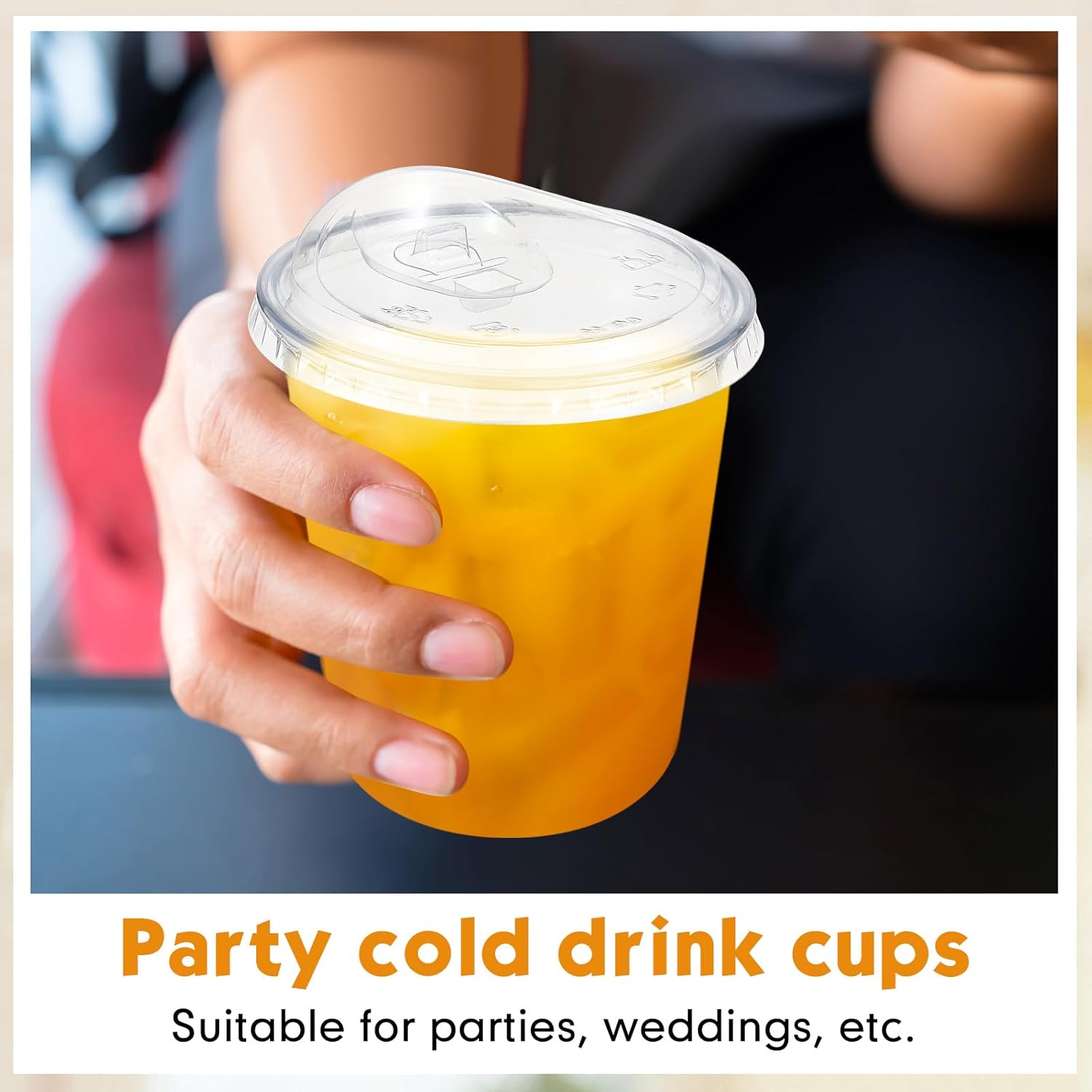 LemonRoad 50 Sets Plastic Cups with Strawless Sip Lids, Thickened Round Bottom PET Disposable Clear Cups for Iced Coffee Smoothie Cold Beverage Coffee Shops and Party Catering(Clear,14 oz) - Image 5