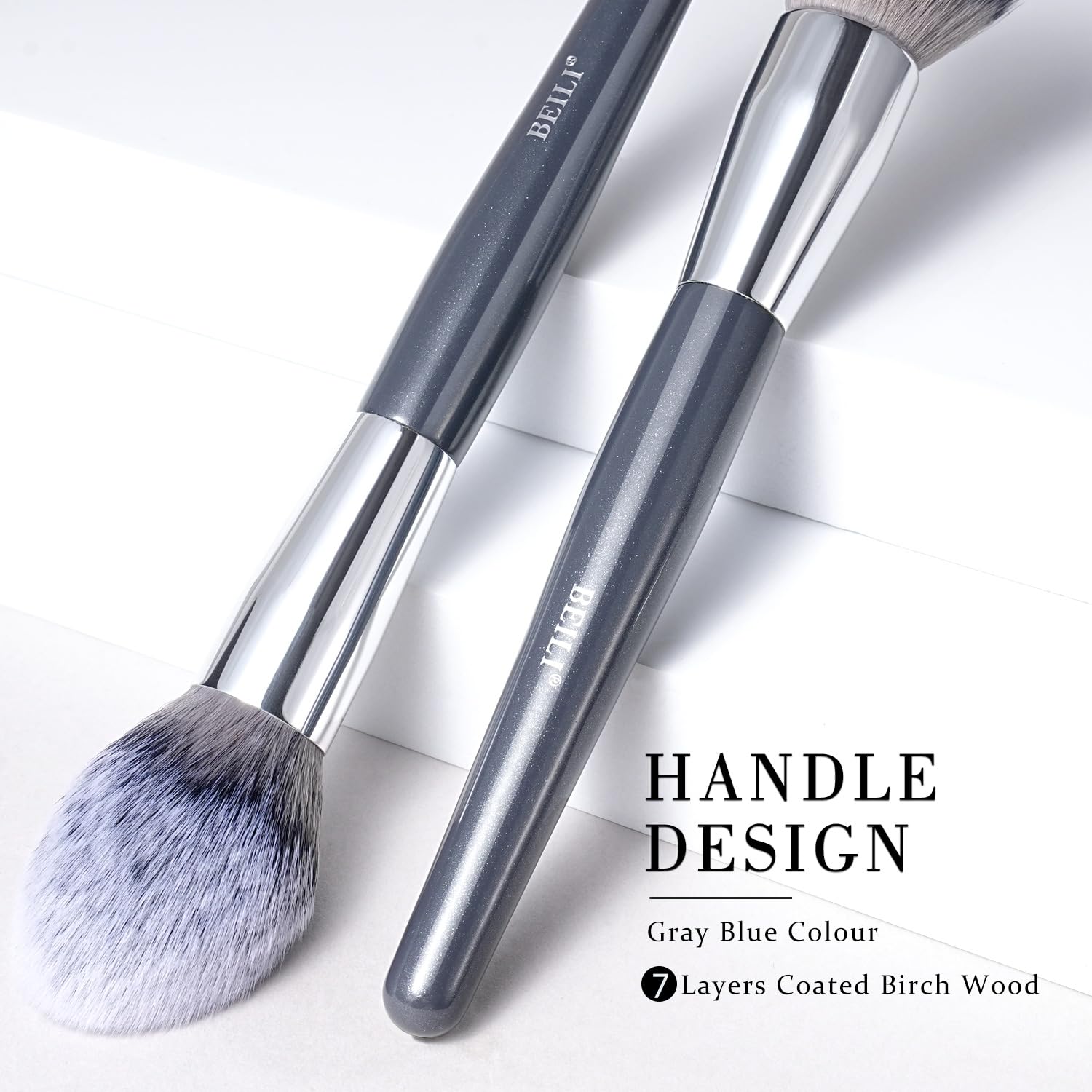 BEILI Brochas de Maquillaje,15 PCS Set de Brochas de Maquillaje Veganas,Base en Polvo Sombra de Ojos Mezcla Corrector Juego de Brochas para Pliegues Pinceles para Delineador de Cejas
