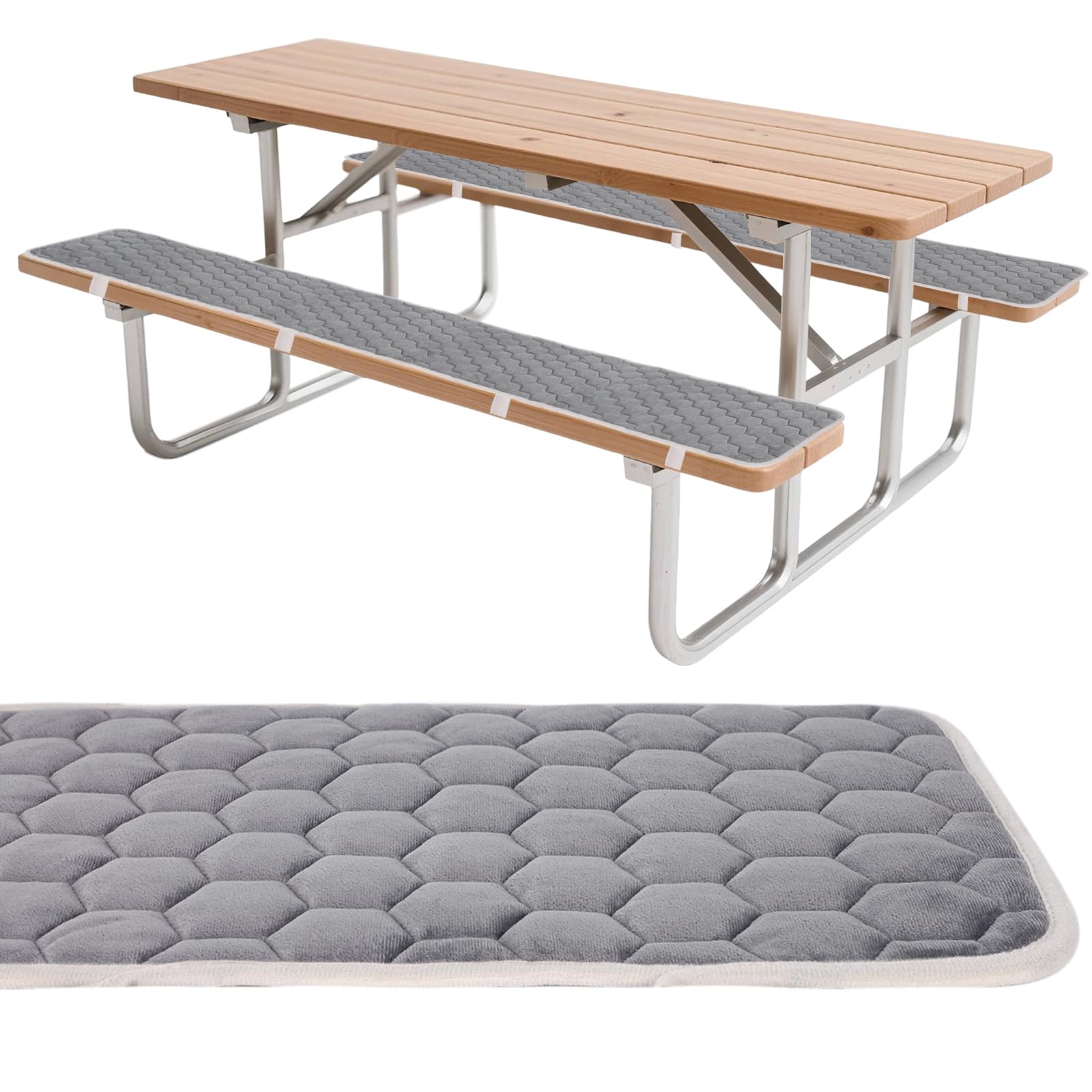 2er Set Bierbankauflagen Weicher Flanell Bankauflage mit Haltebändern - Sitzauflagen Bierzeltgarnitur Sitzpolster für Indoor Outdoor (28x180cm)