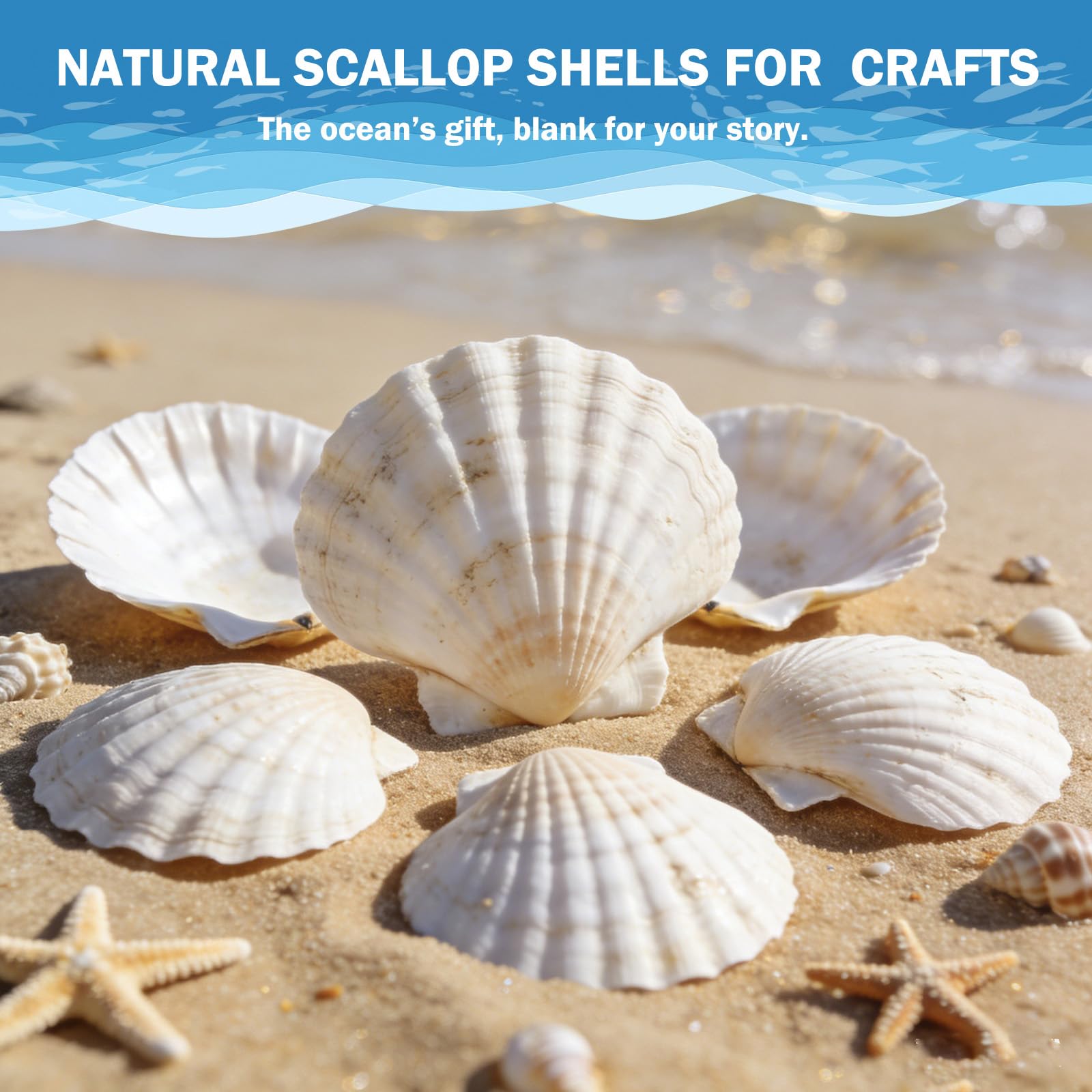 Conchas de vieira grandes de 4 a 5 pulgadas para manualidades, conchas marinas naturales para manualidades, conchas blancas a granel para decoración de pintura, suministros de fiesta