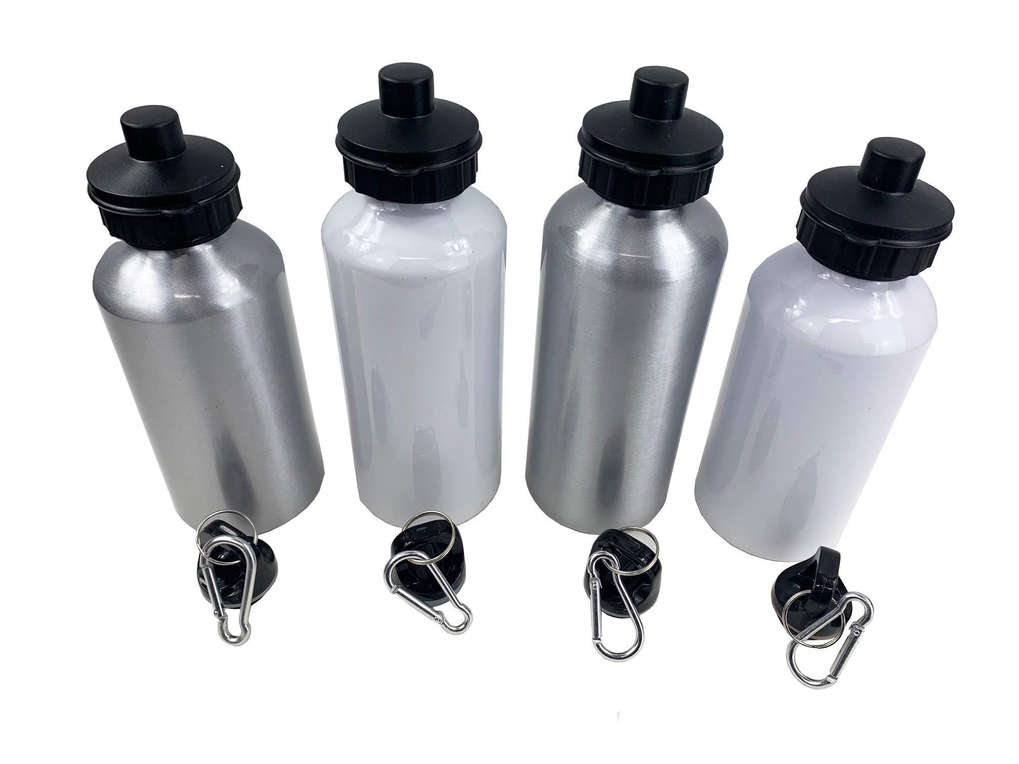 Sublimation Lightweight Aluminium Sports & Cycling Water Bottle Spout and Screw Cap White and Silver 400/500/600ml (400ml Silver, 1)