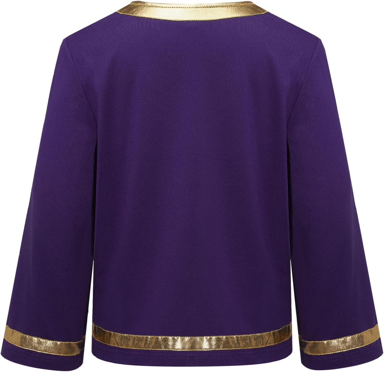 Kids Boys Praise Dance Pullover Top Long Sleeve Metallic Church Worship Liturgical Dance Shirt Dancewear