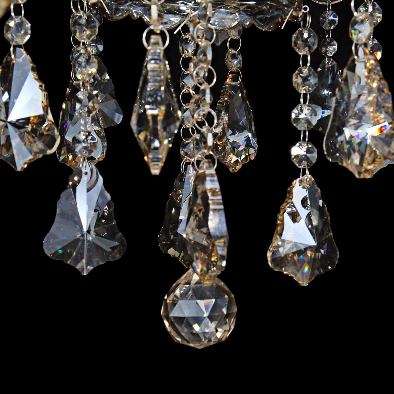 Ridgeyard 25.6 x 35.4 Inch Modern Luxurious 10 Lights K9 Crystal Chandelier Candle Pendant Lamp Living Room Ceiling Lighting for Dining Bedroom Hallway Entry (Cognac/Champagne Color) - - 