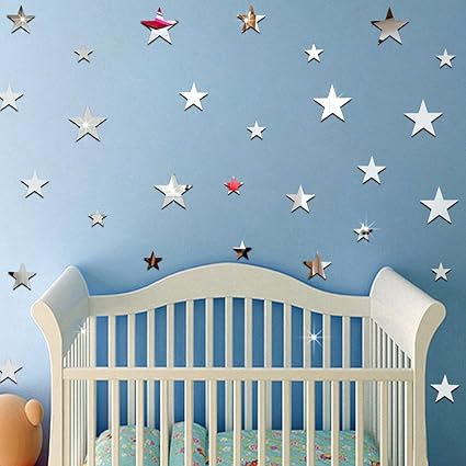 Ufengke Pcs 3d Etoile Diy Effet Miroir Stickers Muraux La Chambre Des Enfants Pepiniere Design De Mode Stickers De L Art La Decoration D Intrieur Amazon Fr Bebe Et Puericulture