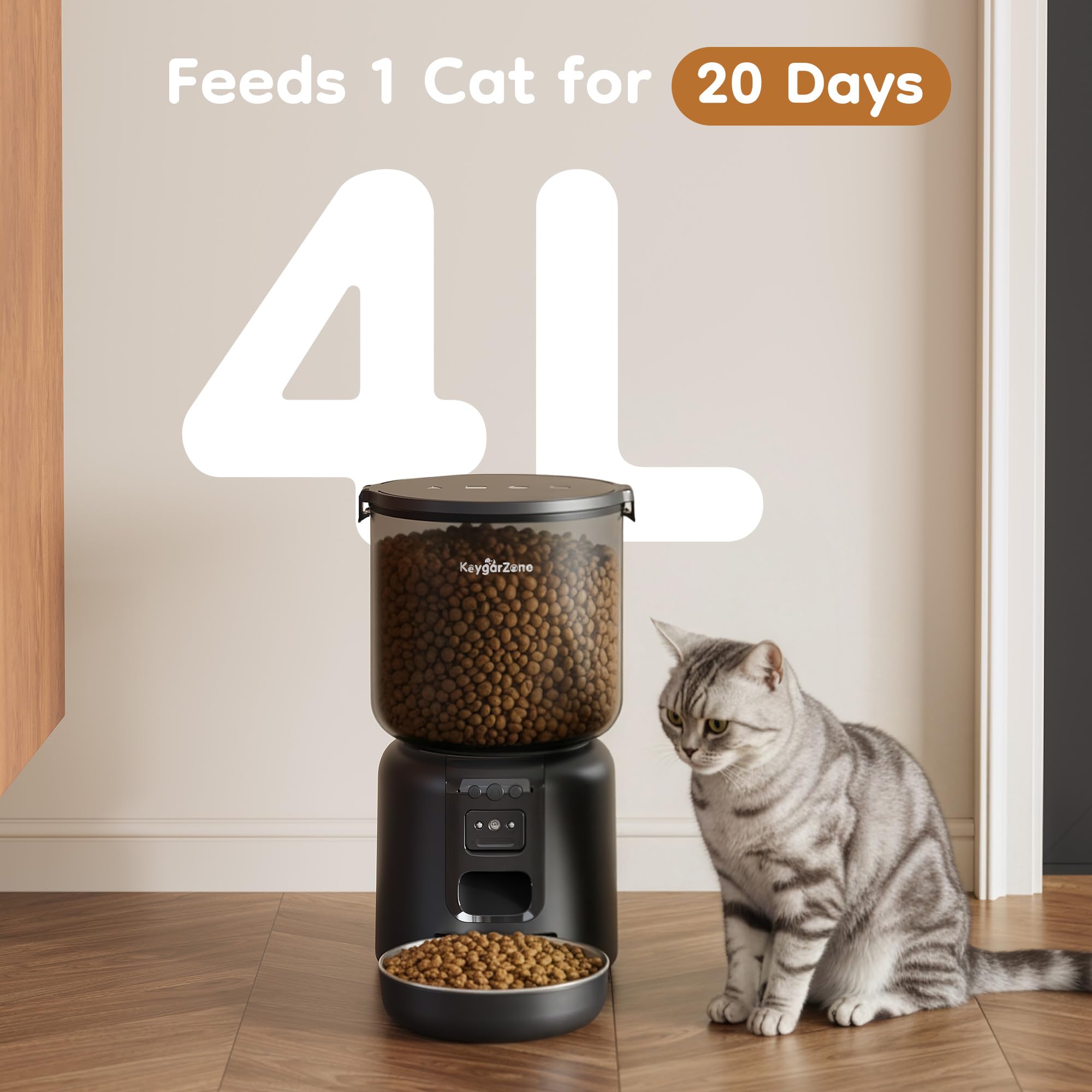 Automatic Cat Feeder, Adjustable 1080p Camera, 5G WiFi & App Control Cat Food Dispenser, Automatic Feeder Cat Dry Food with Dual Power & Voice Recording, Smart Automatic Dog Feeder Portion Control - image 3