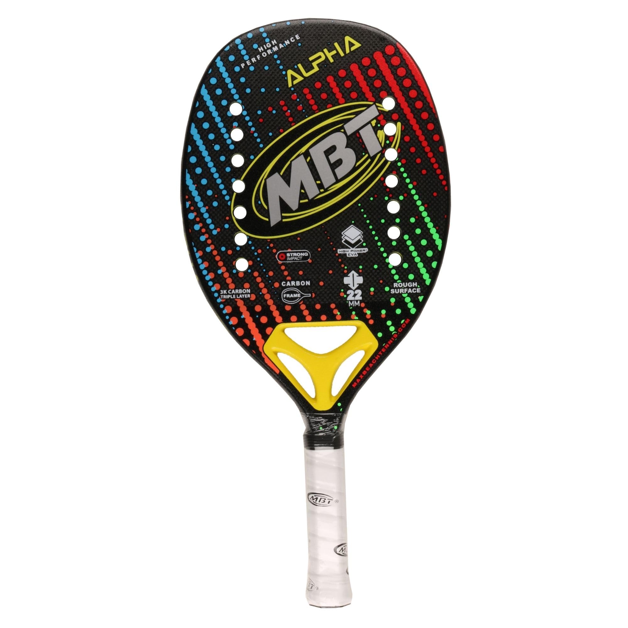 Racchetta Beach Tennis 100% Fibra di Carbonio 3K Eva High Power Profilo 22 mm Custodia inclusa