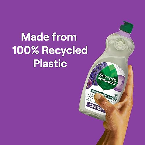 Miniatura 8 de Seventh Generation Jabón líquido para platos, flores de lavanda y menta, paquete de 3 recargas, jabón líquido biodegradable, 50 onzas