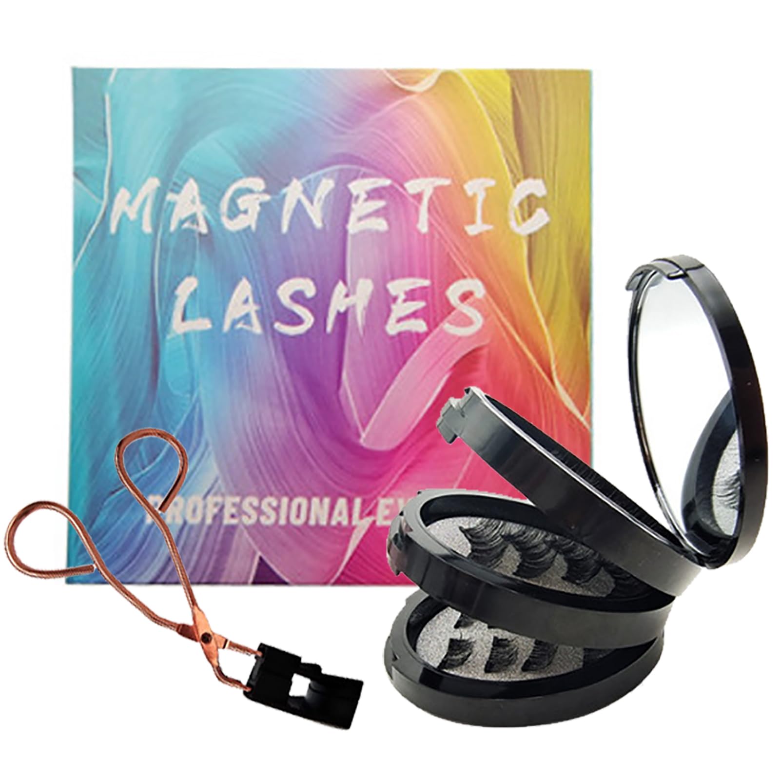Joyeee Pestañas magnéticas con delineador de ojos, 5 pares de pestañas postizas reutilizables, pestañas individuales 3D de aspecto natural con pinzas aplicadoras, kit de extensión de pestañas DIY