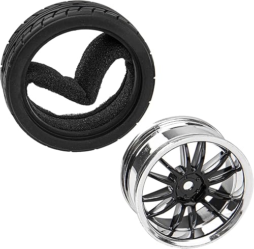 Miniatura 4 de Llantas hexagonales de 12 radios y neumáticos de goma compatibles con HSP Tamiya HPI Kyosho 1/10 On-Road Touring Car WLtoys 1/14 144001 Traxxas 1/16