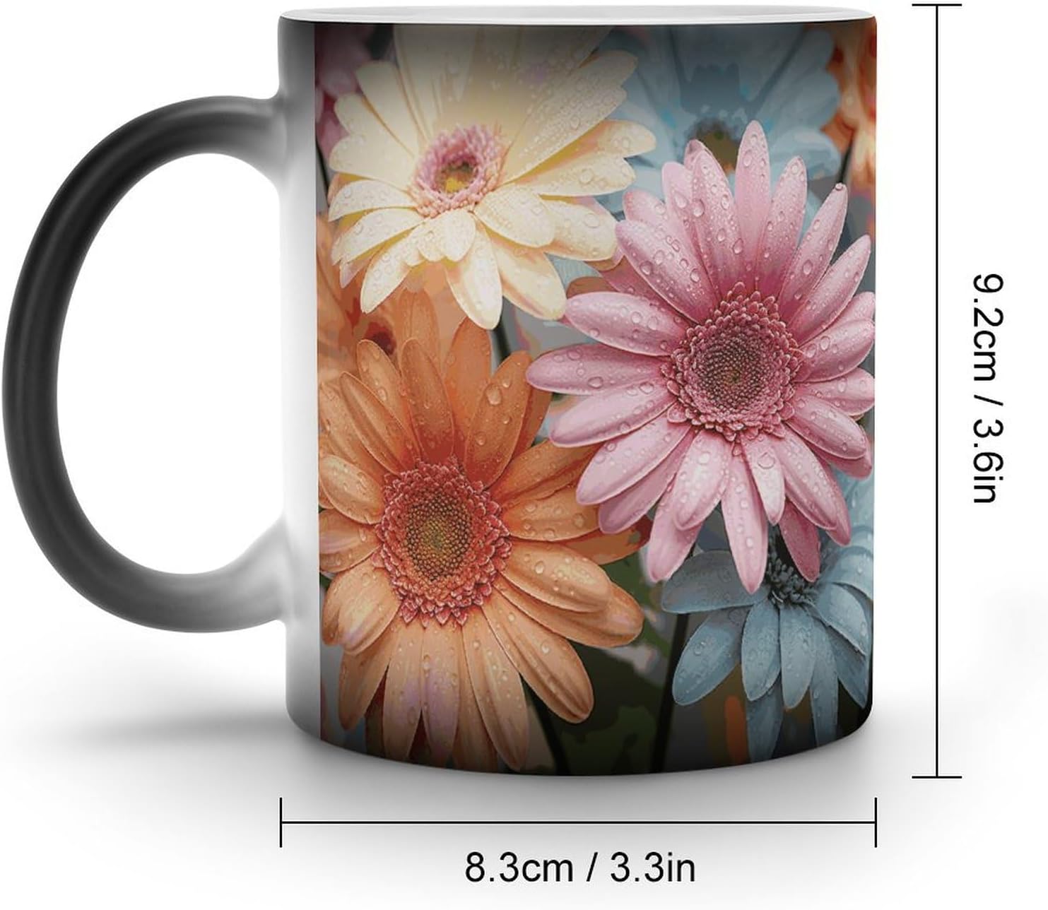 Color Changing Mug Colorful Daisy Flower Printed Ceramic Coffee Mug Heat Changing Sensitive Mug Magic Heat Changing Coffee Mug Novelty Coffee Mugs