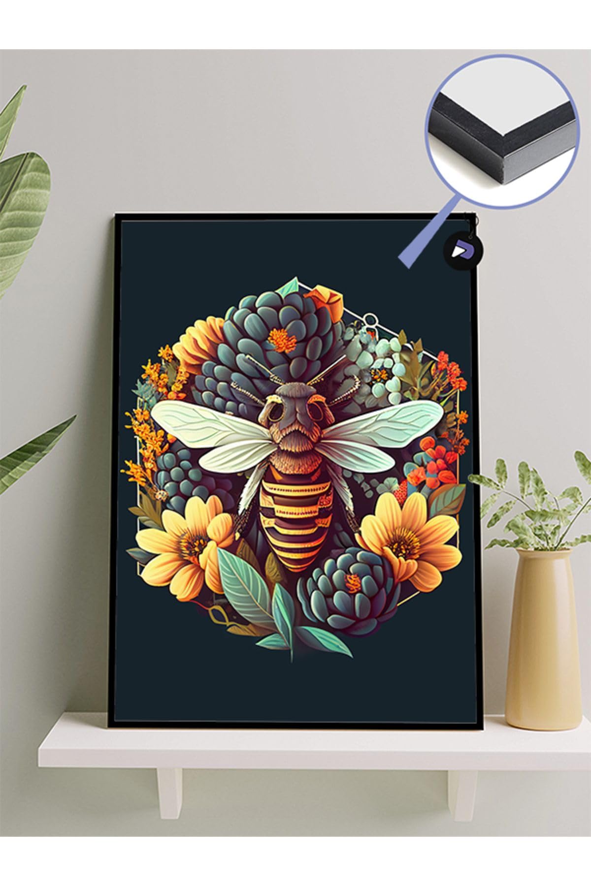 Postermanya (pster1651) Arı ve Yaşam Hayvan Çerçeveli Tablo - Çerçeveli Poster 30 x 40
