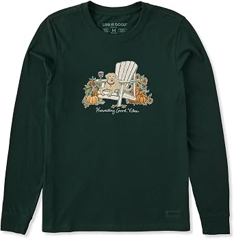Life is Good. Womens Harvesting Fall Vibes Lab Long Sleeve Crusher Tee