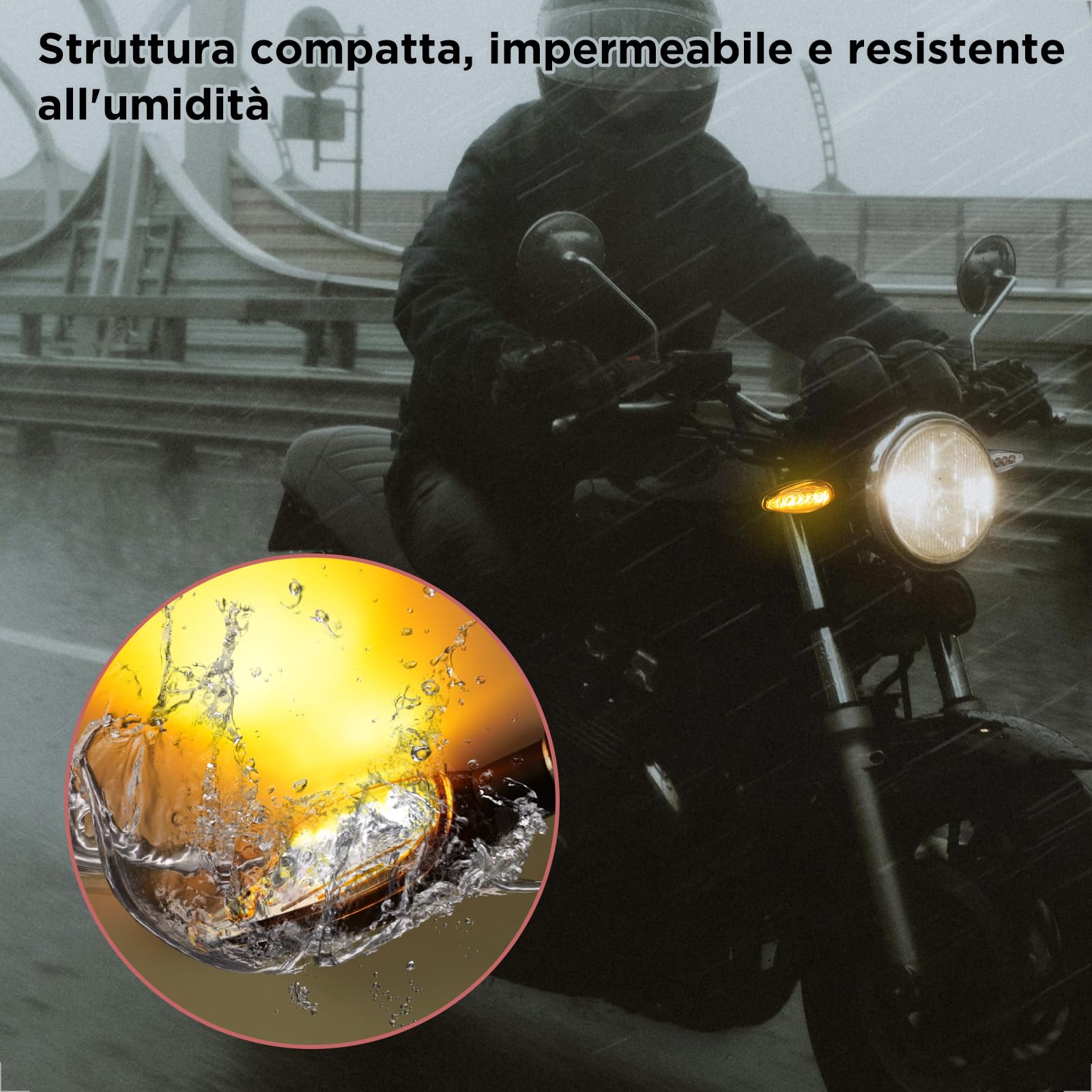 evermotor Omologate Frecce LED Moto 12V 2 pezzi E32, LED Indicatore di direzione per moto, Indicatore di direzione sequenziale, Alluminio, IP67 Impermeabile