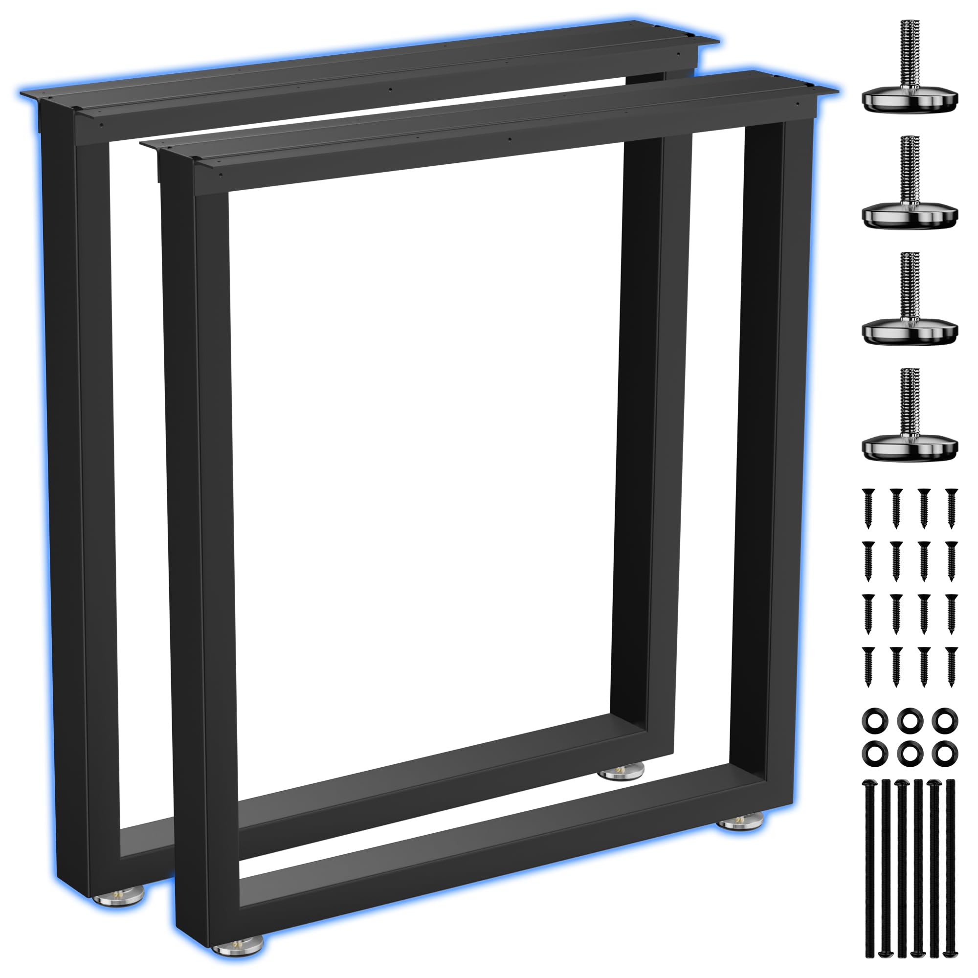 Industrielle Tischbeine Metall Schwarz, 28" x 24", 2 Stück, Robuste Schreibtischbasis aus Stahlrohr für Esszimmer, Tischbeine 70cm Schwarz und DIY-Möbelstütze, quadratische Form
