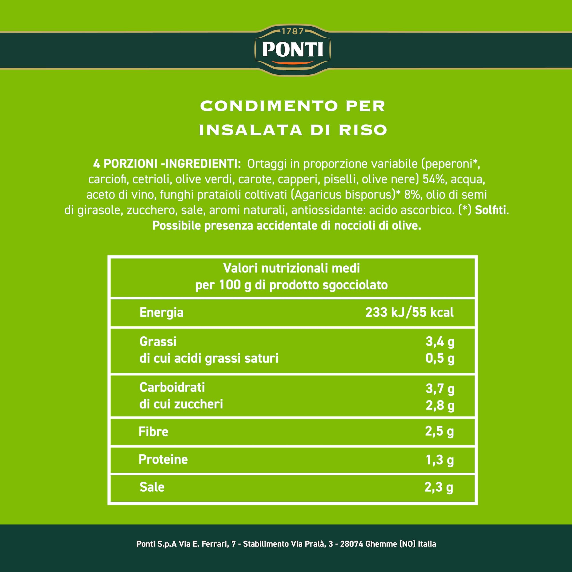 Ponti, Insalata Per Riso Bis Peperlizia, Insalata di Riso Ricca di Sapori e di Ingredienti di Qualità Freschi, 100% Made in Italy, 6 Vasi da 350 g