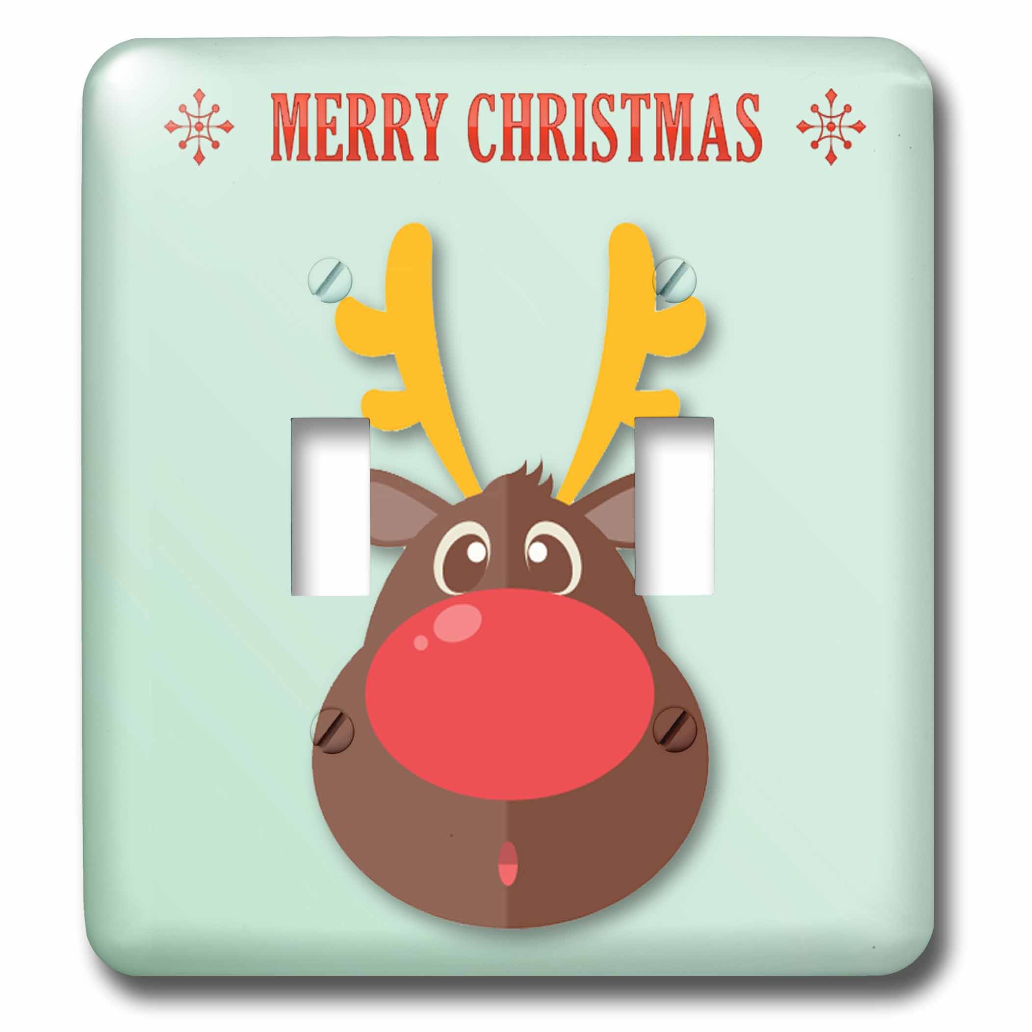 Interruptor doble con dibujo de Rudolph y estampado Feliz Navidad