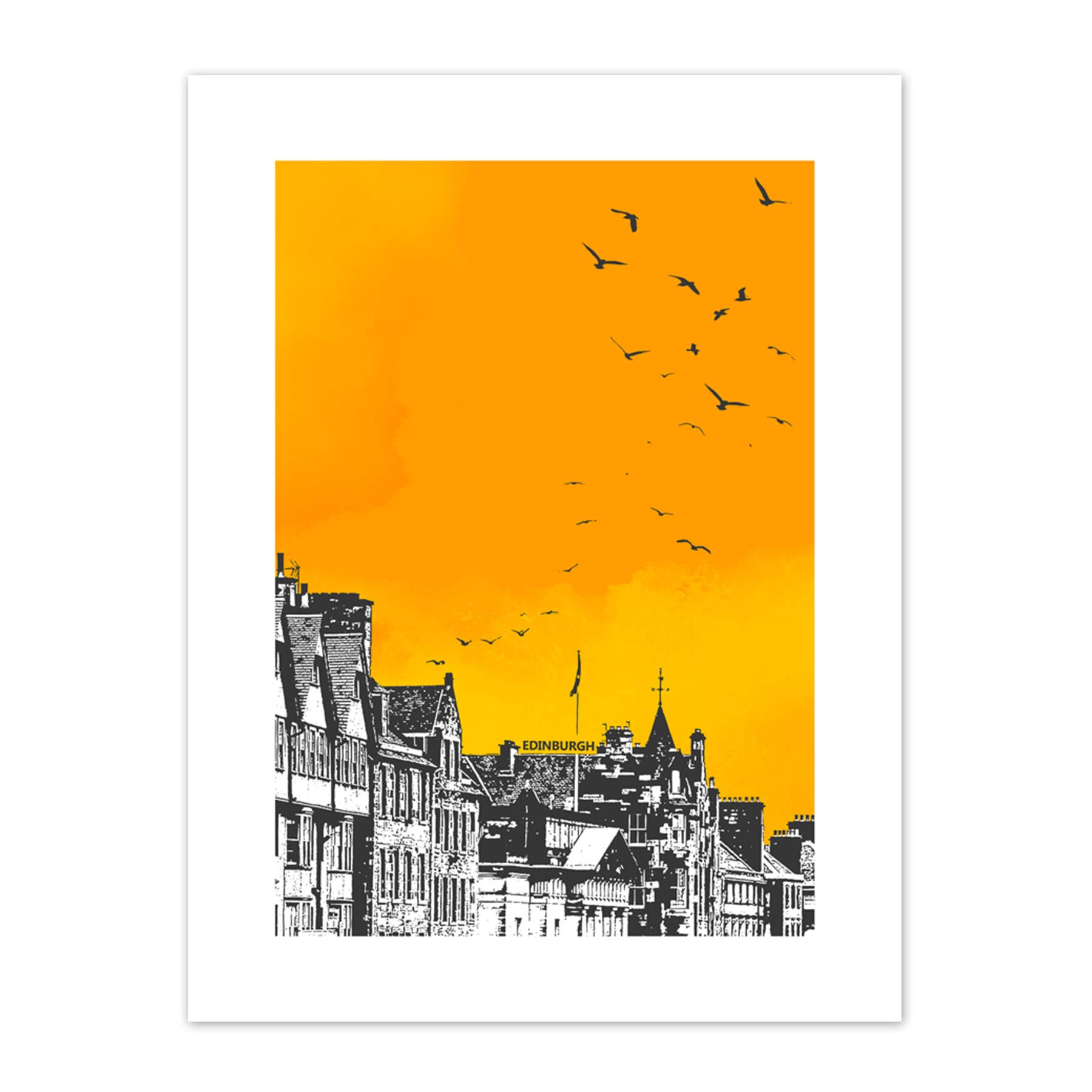 Wee Blue Coo Edinburgh Rooftop Birds Canvas Wall Art Print 12X16