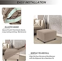 Vista 56 de NeColorLife Funda para Otomán Rectangular de Tela Jacquard Funda Elástica Gruesa Cubiertas de Taburete Reposapiés para Otomán Cuadrado y Rectangular