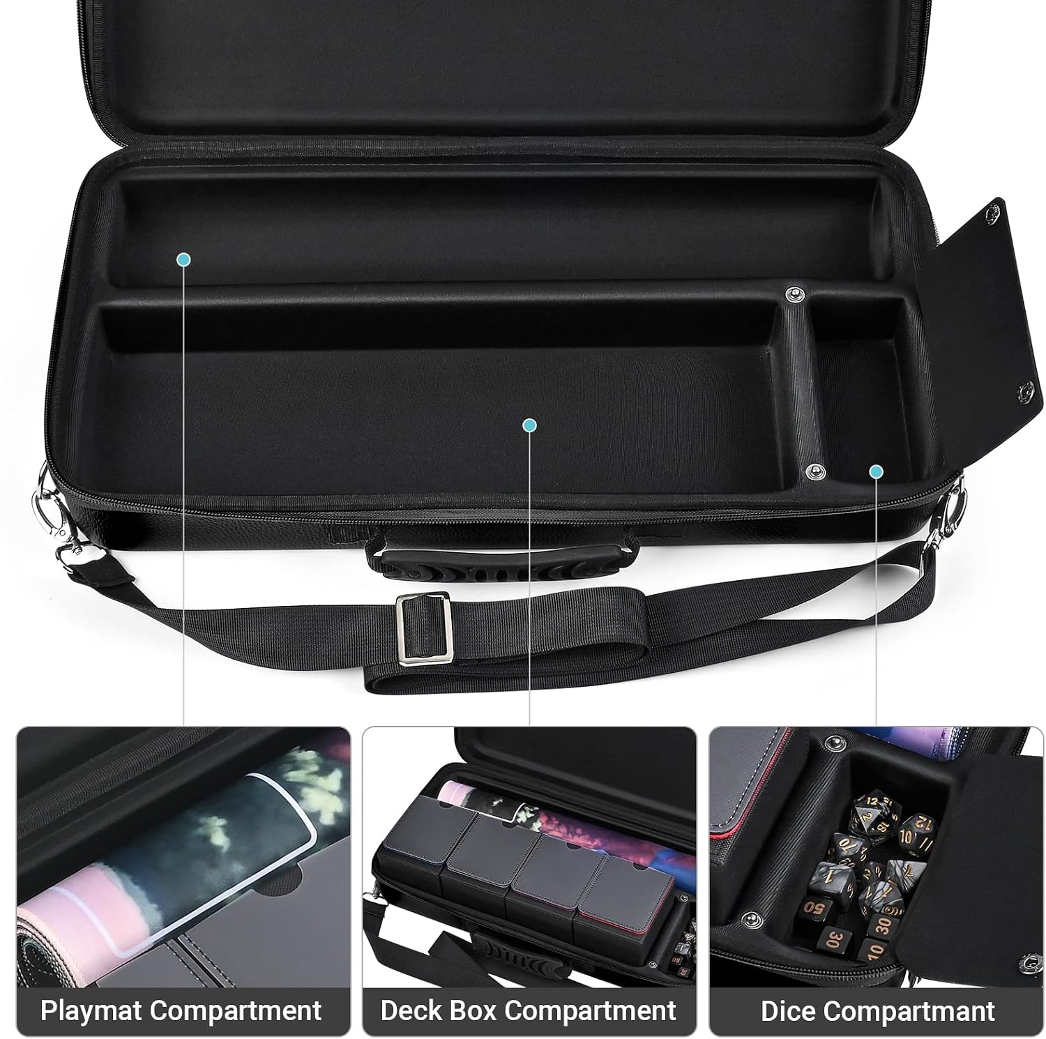 Playmat & Deck Box Carrying Case for TCG/MTG, Rigid, Black case only image 3