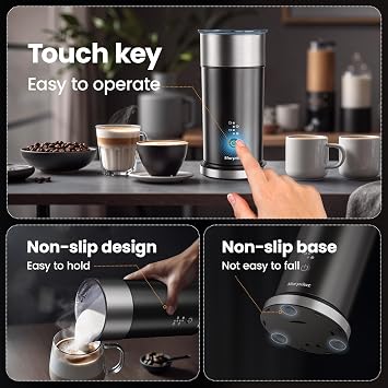 Milk Frother Electric 4 in 1 - Morpilot 240ml Automatic Frothers Milk Steamer and Warmer Milk Heater and Foamer Hot and Cold Foam Maker for Coffee Cappuccinos Latte