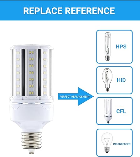 Miniatura 3 de IDO Bombilla LED de maíz E39, base 5000 K, luz blanca diurna, 45 W, 6300 lúmenes, equivalente súper brillante, 175 W HID MH HPS adecuado para