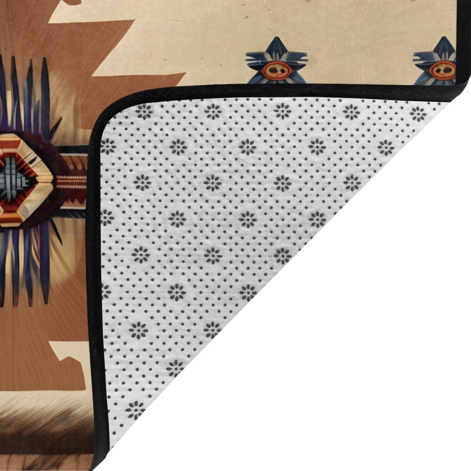 Tappeto in finta pelliccia con stampe con motivi nativi americani, 203,2 x 147,3 cm, ultra assorbente e morbido, comodo per casa, ufficio e oltre