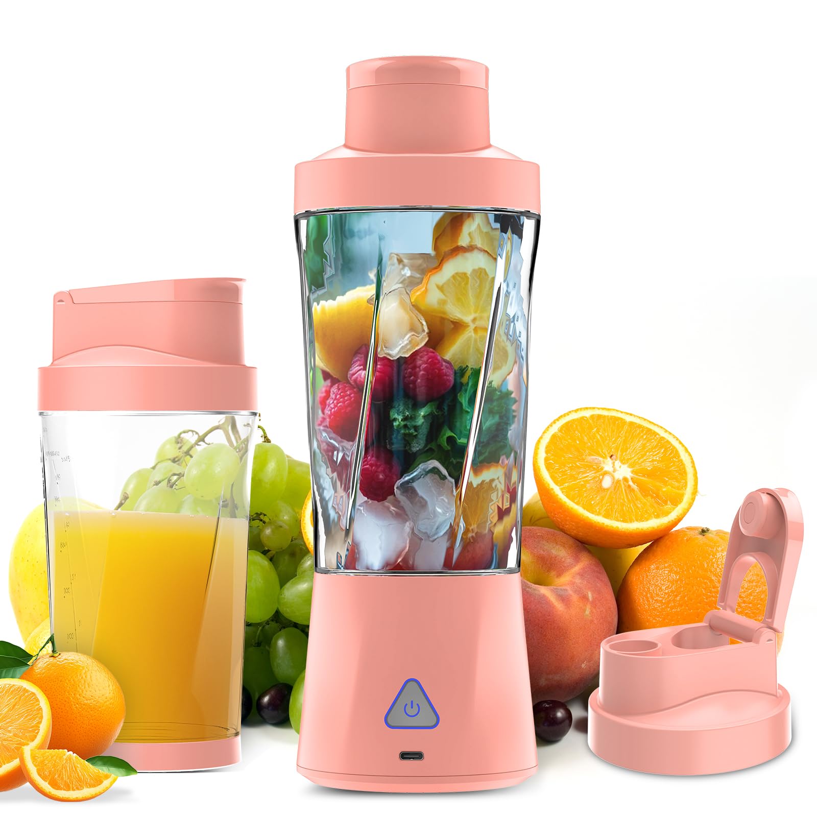Photo 1 of **UNTESTED**
Portable Blender, 360W Personal Blender for Shakes and Smoothies for Kitchen, 24 Oz BPA Free Traveling Juicer Cup and Lid with 6 Blades, Self Cleaning Portable Juicer for Kitchen/Travel/Gym, Pink