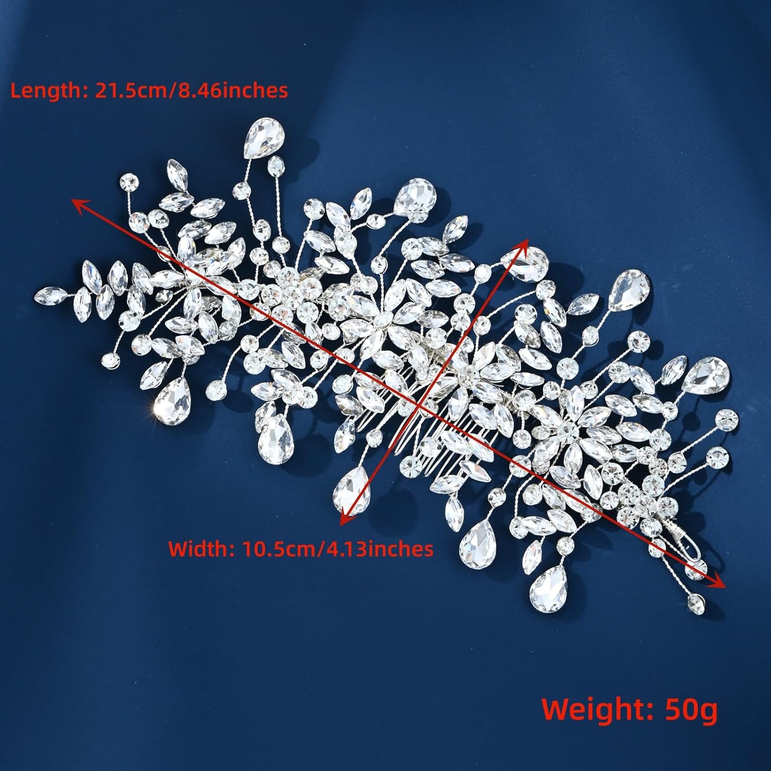 Wedding Headband Bridal Hair Pieces Silver Rhinestone Hair Side Comb Hair Accessories for Womens（Left） - Image 5