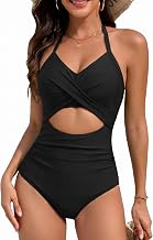 Swimsuit Reducer Women Tummy Bathing Suits One Piece Belly Flat Tummy Monokinis Tummy Control High Waist Ruched V Neck Sexy Swimsuit Reducer Swimwear Beach Halter