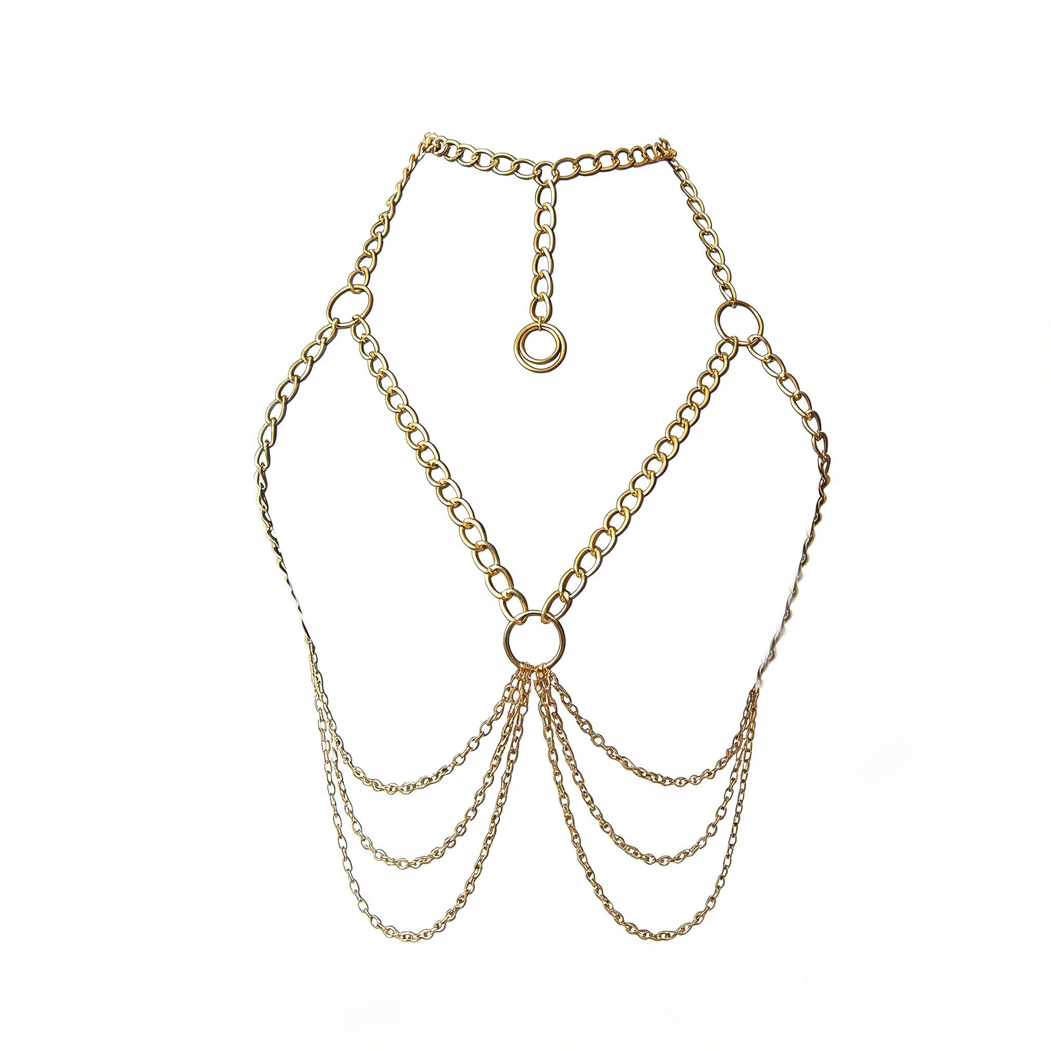 Summer Beach Metal Link Chain Bra Body Jewelry Sexy Multi-layered Crossover Harness Chest Chain Festival Bikini Waist Chain Body Jewelry for Women-image-47