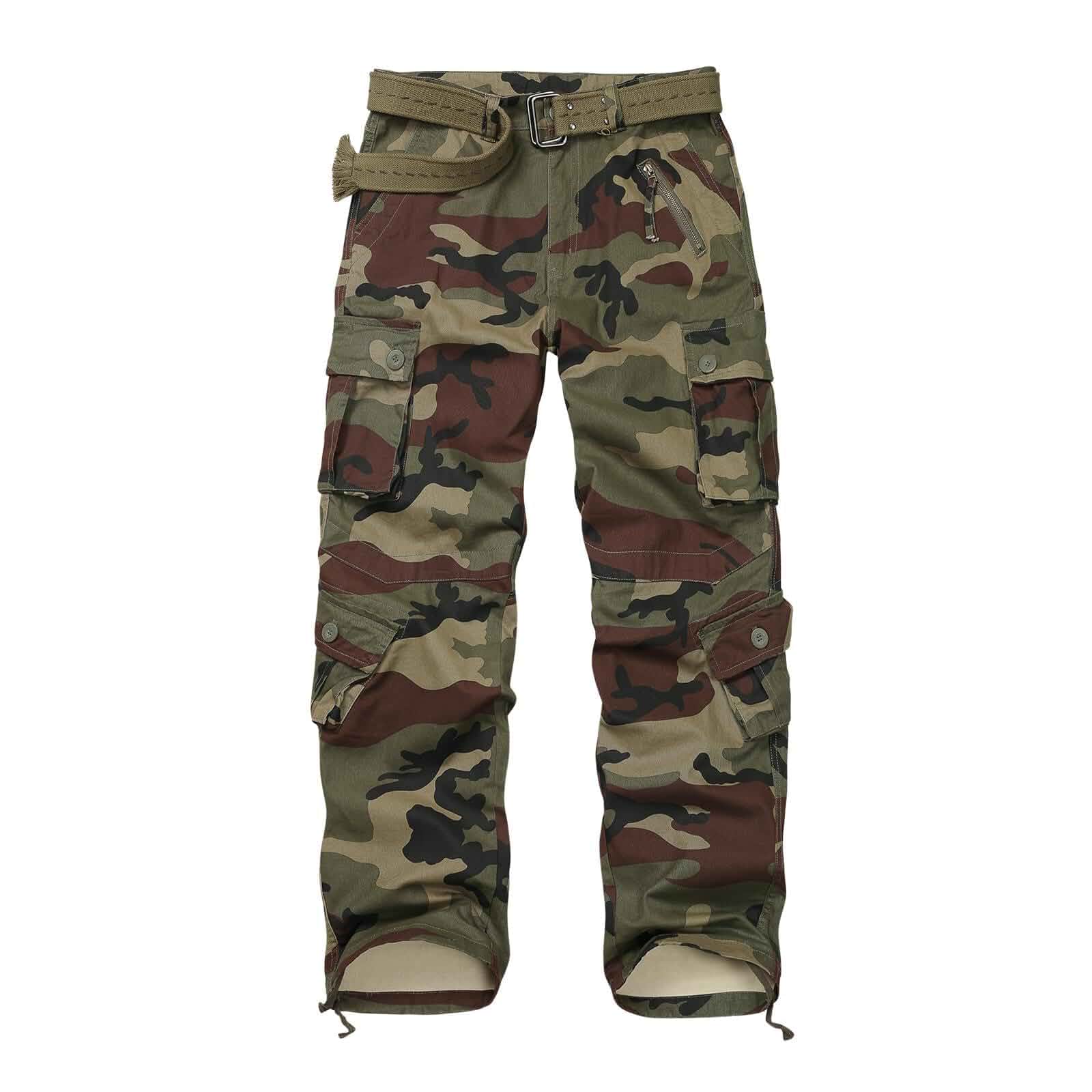 Men's Cotton Camo Casual Cargo Pants with Pockets Mid-Waist Straight-leg Multi-pockets Style Regular for Unisex Outdoor Wild Work Pants