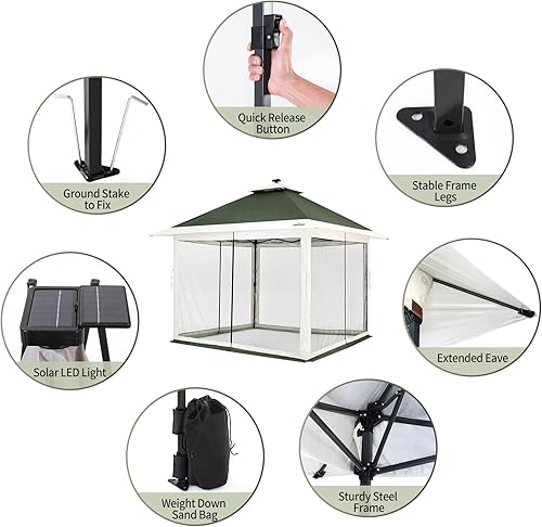 Vista 15 de Suntime Pop Up Gazebo - Tienda de campaña con dosel de poliéster Marrón