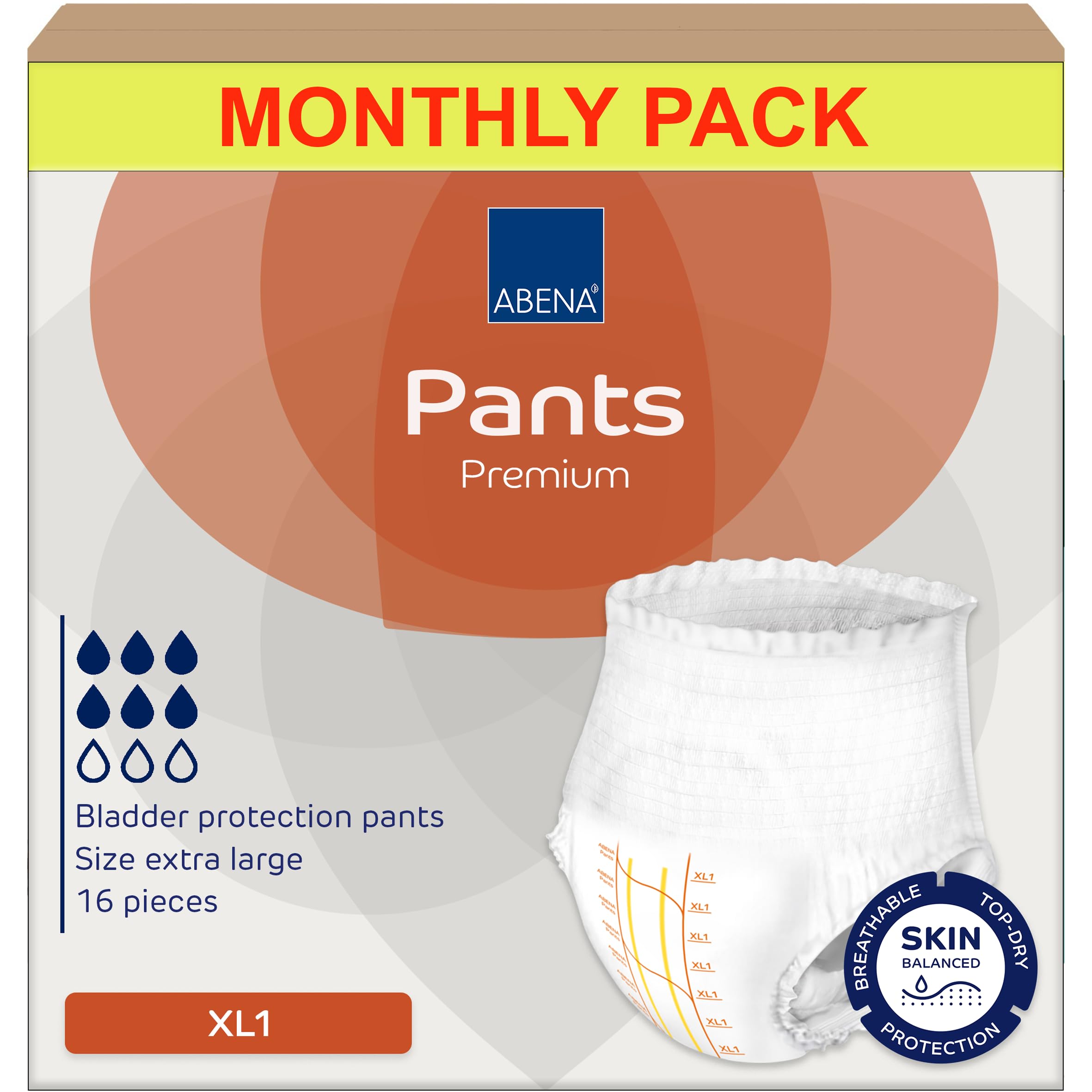 ABENA Pants XL1 Premium Adult Pull Ups. Womens and Mens Incontinence Pants |6 Packs of 16 Incontinence Pants for Men & Women| with 1400ml Absorbency
