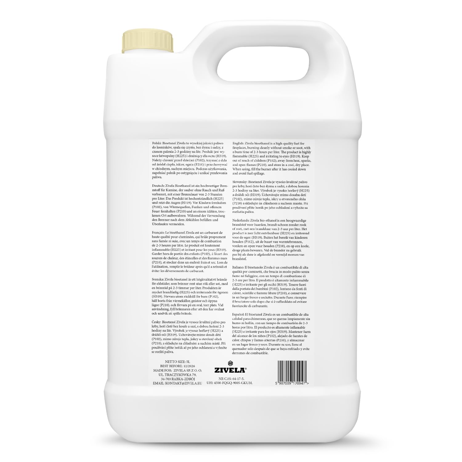 Bioetanolo 96,6% 15 l, profumo di vaniglia biologico 96,6% 3 x 5 l, bioetanolo per camino, caminetto, camino a bioetanolo, profumo di vaniglia, combustione pulita, senza fumo, fiamma vivida e stabile