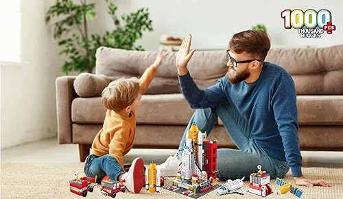 Miniatura 6 de JIADEL 1000 unidades de explorador espacial con centro de control de lanzamiento, kit de construcción aeroespacial STEM 6 en 1 con cohete de