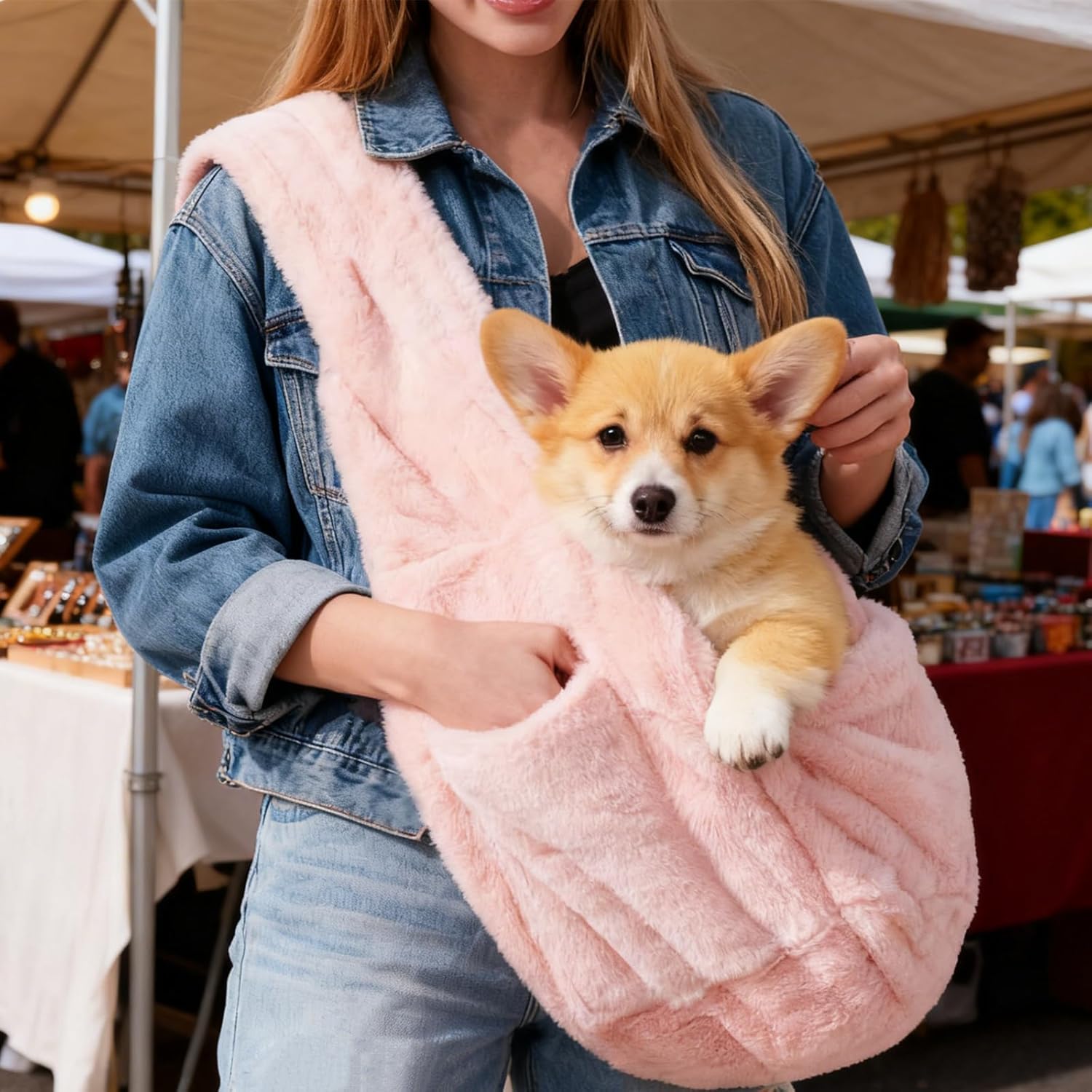 Cat Carrier Slings Soft Puppy Carrying Bag for Outdoor Travel Pet Boby Holder Hands Free for Small Dogs Kittens, Light Pink