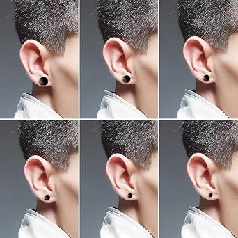6 Pairs Black Earrings for Men, Black Stud Earrings Women, Stud Earrings for Mens, For Men Women