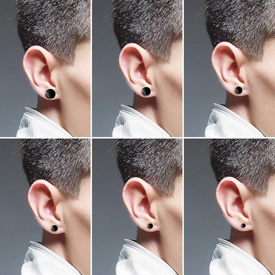6 Pairs Black Earrings for Men, Black Stud Earrings Women, Stud Earrings for Mens, For Men Women