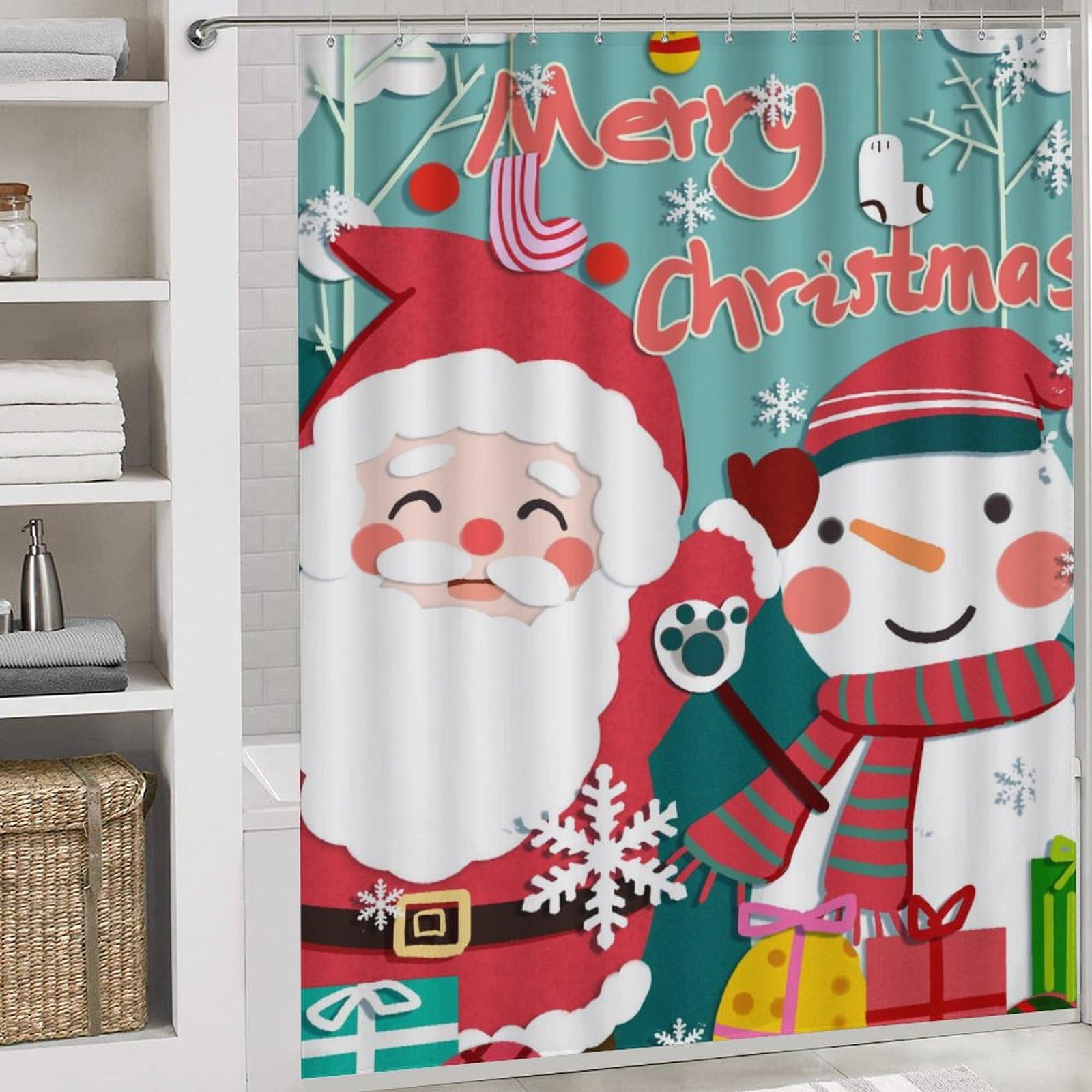 Colección navideña Baño de Cuatro Piezas Tappeto De Baño Absorbente Y Antideslizante, con Material De Diatomita, Ideal para Baños Modernos 183×183cm