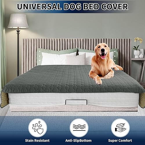 Miniatura 4 de PureFit Funda de cama 100% impermeable y antideslizante para perro, manta lavable para mascotas, resistente a las manchas, funda protectora para