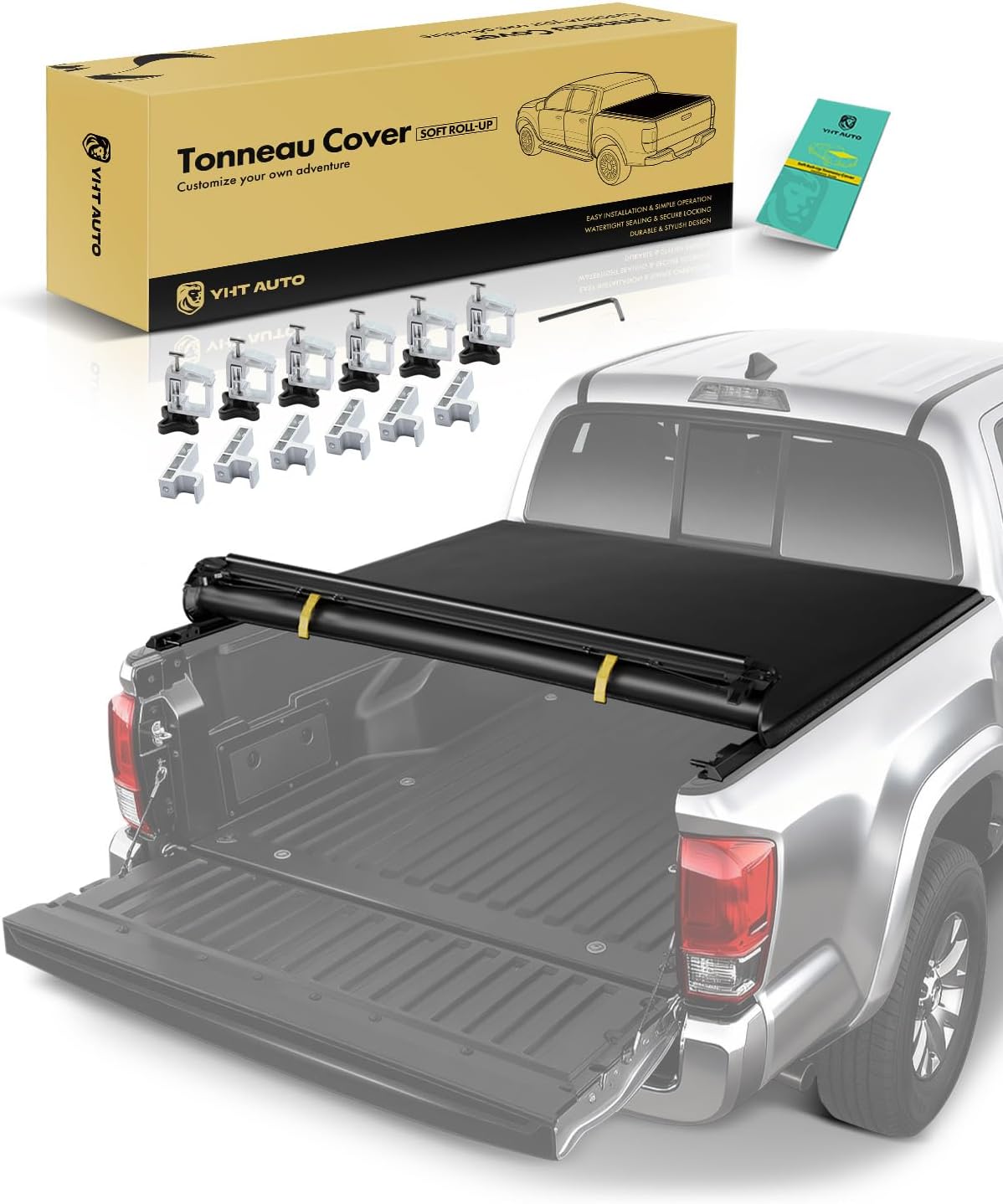 YHTAUTO Soft Roll-up Truck Bed Tonneau Cover Compatible with 2022-2026 Toyota Tundra, Excl. Trail Edition | 6.5' (78.7") | Auto Locking System | All Weather Protection