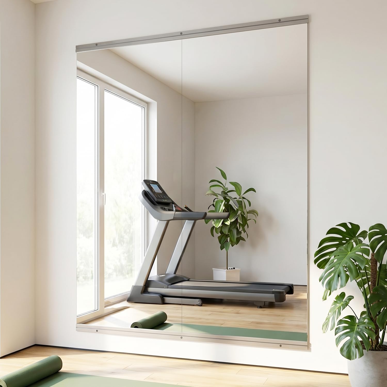 Home Gym - Specchio da parete, 145 x 60 cm, 2 pezzi, senza cornice, grande, per home gym, yoga, studio, danza, fitness
