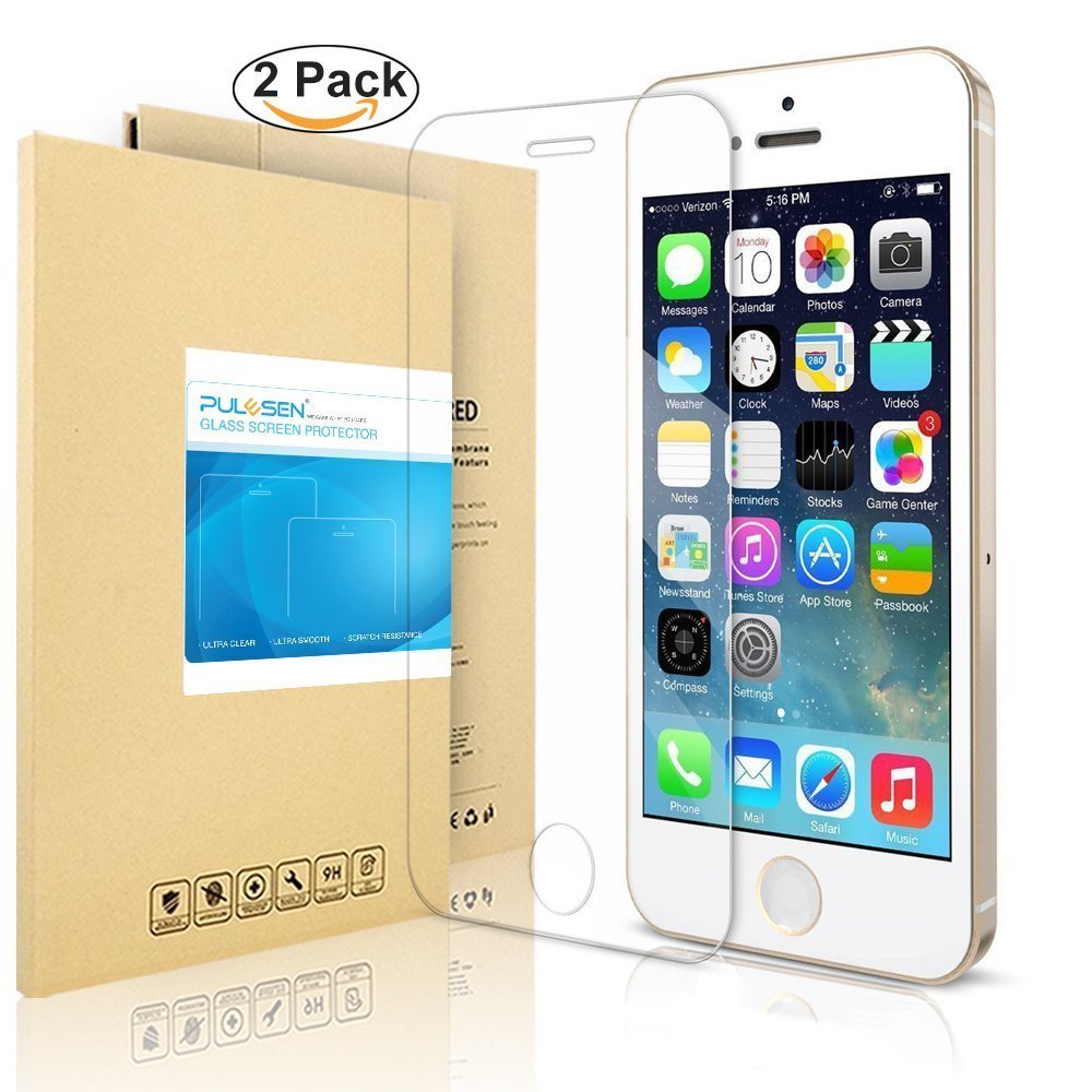 iPhone SE Screen Protector, PULESEN [2Pack] iPhone 5 5S SE Tempered Glass Screen Protector [0