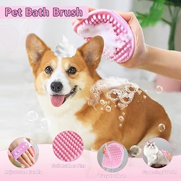 Dog Brush Grooming Kit 6PCS Dog Brush for Shedding-Dogs Brushes for Grooming, Dematting Comb for Dogs, Nail Clipper with Nail File, Flea Comb, Cat Bath Brush-Pink