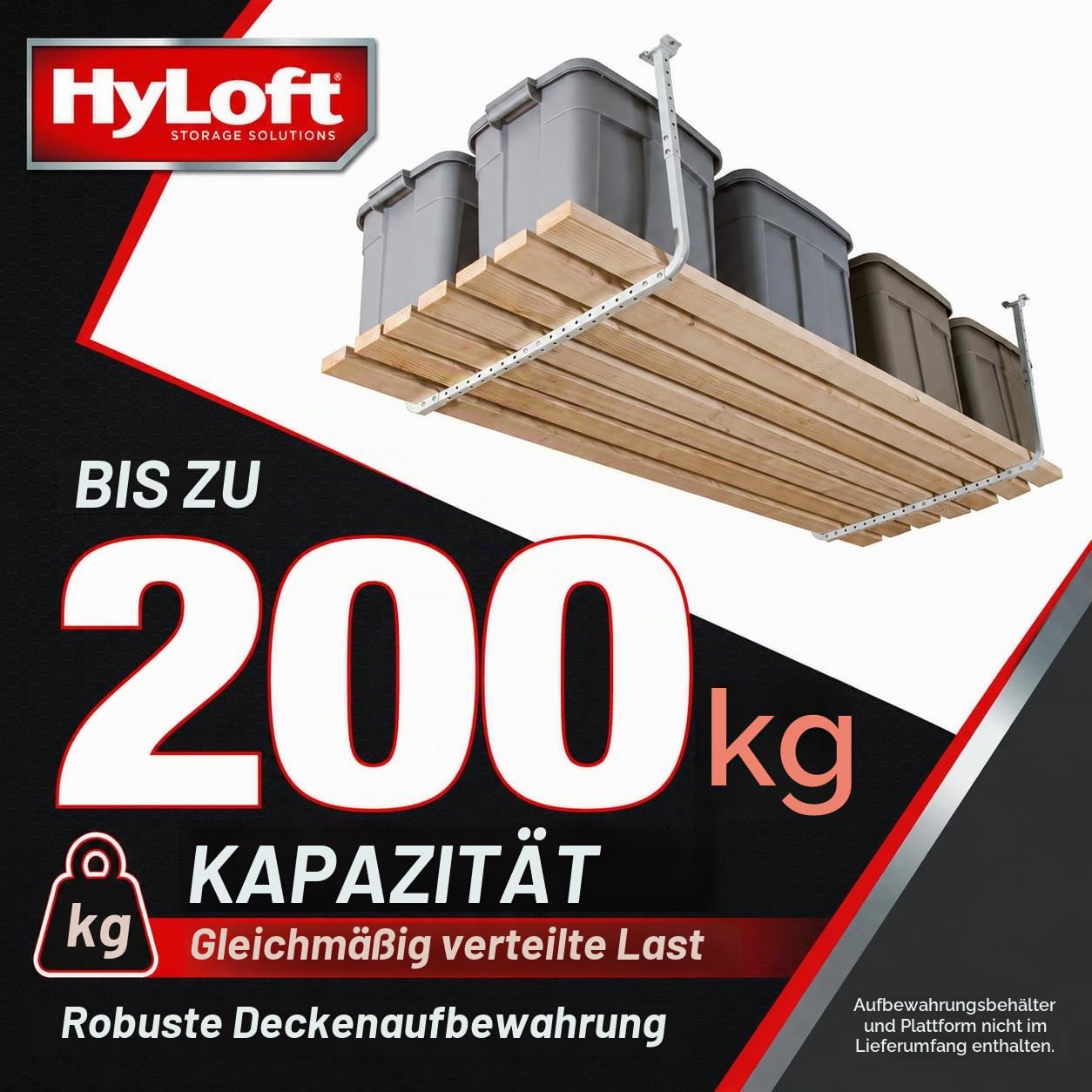 HyLoft 80842-10 83,8 cm x 86,4 cm Verstellbare Garagen-Deckenhalterung, Aufbewahrungsregal-Set, Garagenüberkopf-Halterung, Weiß