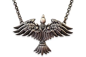 Viking Raven Crow Bird Necklace - Celtic Odin Bird Raven Hugin Munin Pendant Necklace
