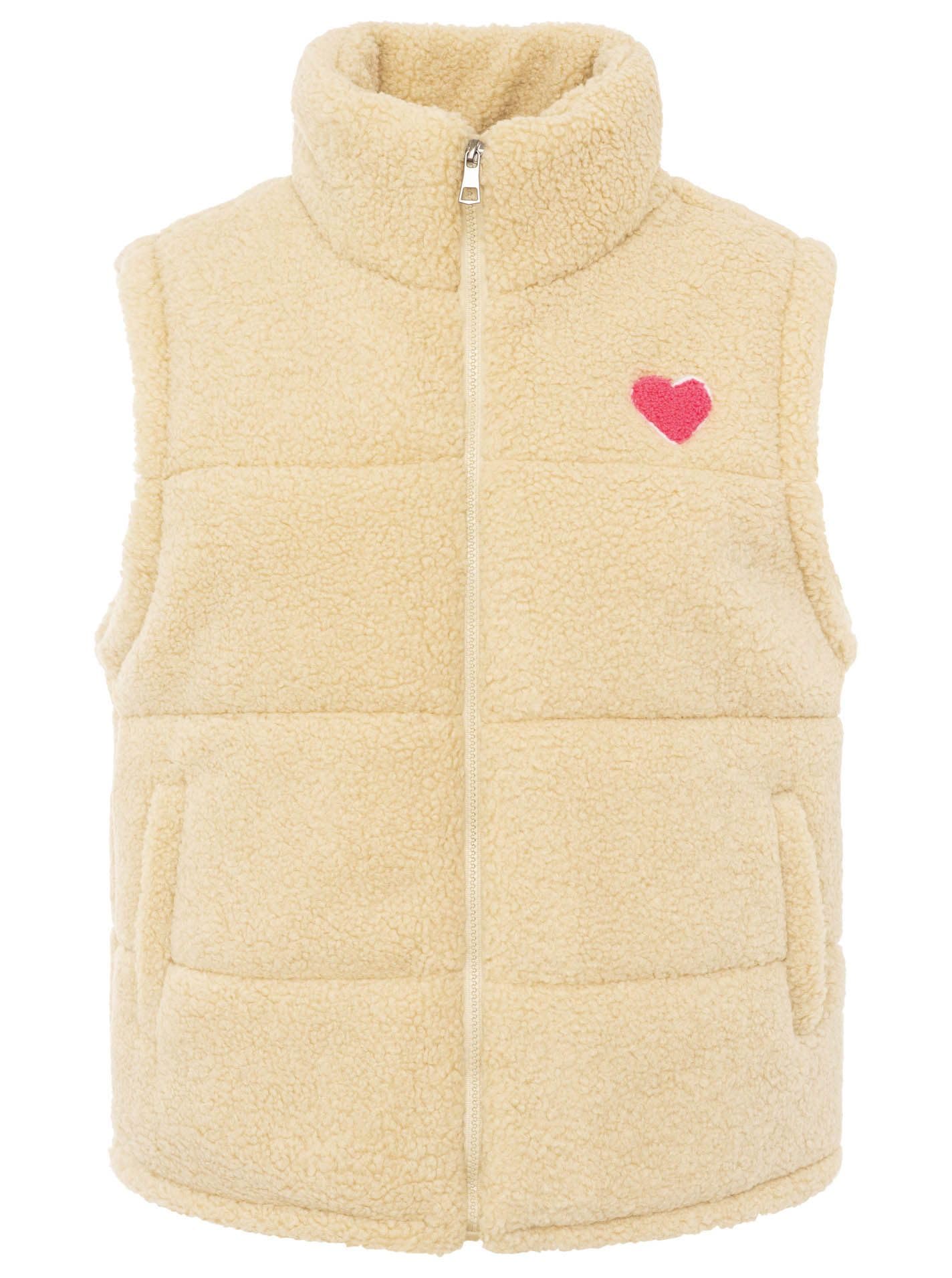Zwillingsherz Weste Teddy Herz Patch taupe