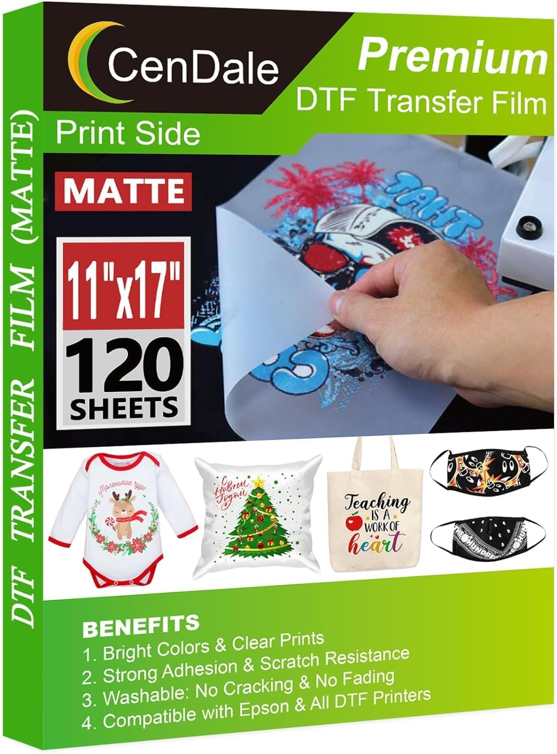 DTF Transfer Film 11"x17" - 120 Sheets Double-Sided Matte DTF Film for Sublimation Hack on Cotton, Direct to Film Printing on Dark and Light T-Shirts Textile, Hot & Cold Peel DTF Paper/Sheets