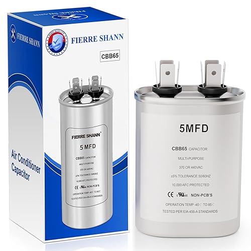 Miniatura 81 de Condensador de 50 uF/MFD para CA, 370 o 440 VCA CBB65 Condensadores redondos de doble carrera para funcionamiento del motor de CA, arranque