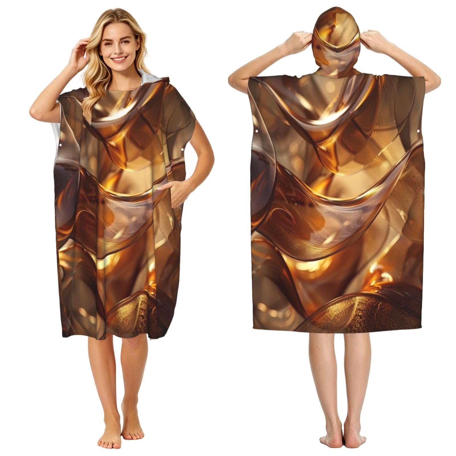 DTHKJNLSF Brown Adult Hooded Beach Poncho Towel